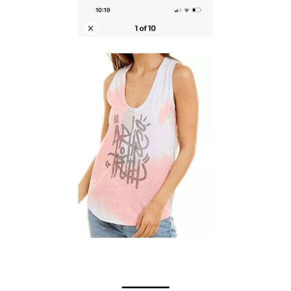 Zadig & Voltaire Tam Jormi Strass Tie-Dye Cotton Tank Top Size Medium - Picture 5 of 11